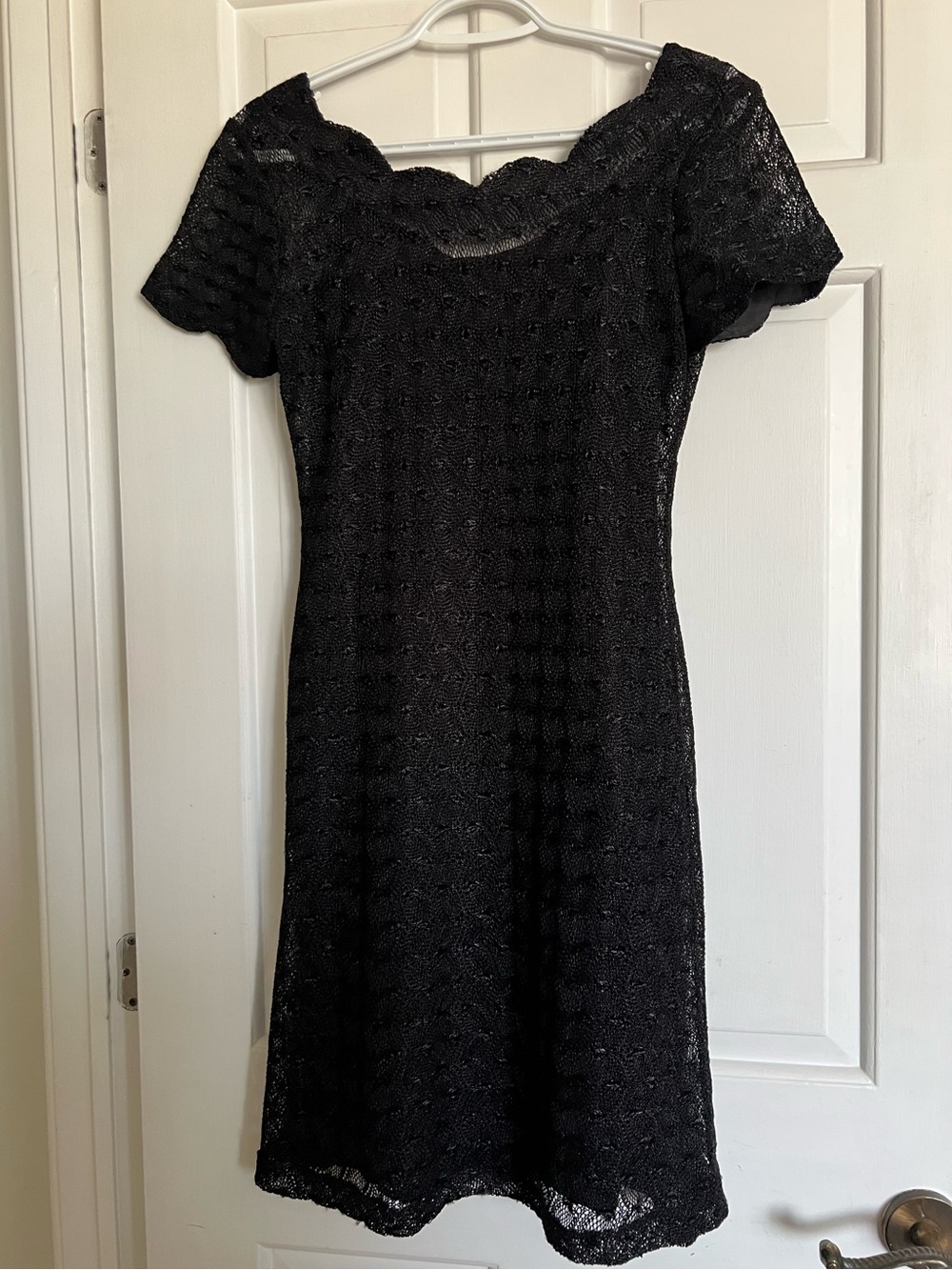 Point Zero Black Lace Midi Dress with Short Sleeves